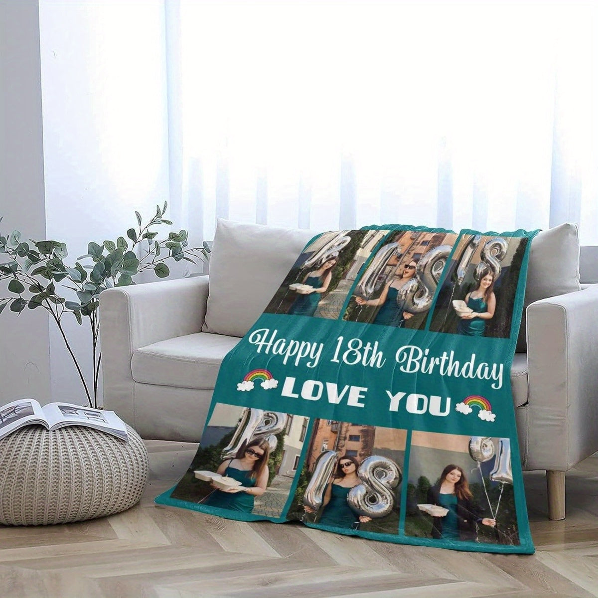 Custom Photo Collage Blanket - Personalized Family & Memory Print on Polyester, Modern Digital Art Gift for Christmas, Birthday, Anniversary