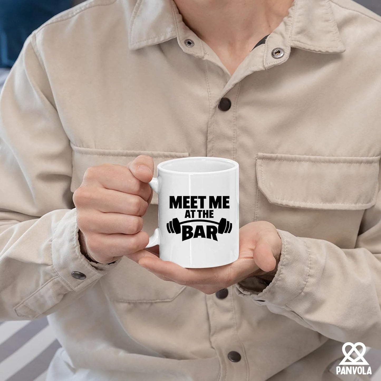 Weightlifter Gift Mug - "Meet Me at the Bar" Gym Quote, Funny & Tough Ceramic Cup for Him (11oz)