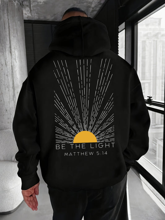 Inspirational Men's Hoodie - “Be the Light” Motivational Pullover with Kangaroo Pocket, Casual & Comfortable Streetwear Sweatshirt