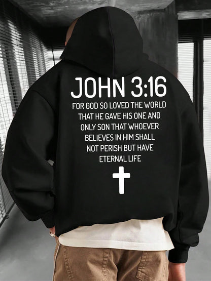 Men‘s Winter Hoodie - Statement Print Pullover with Hood, Warm Fleece Lining & Kangaroo Pocket | Cold Weather Essential & Casual Streetwear