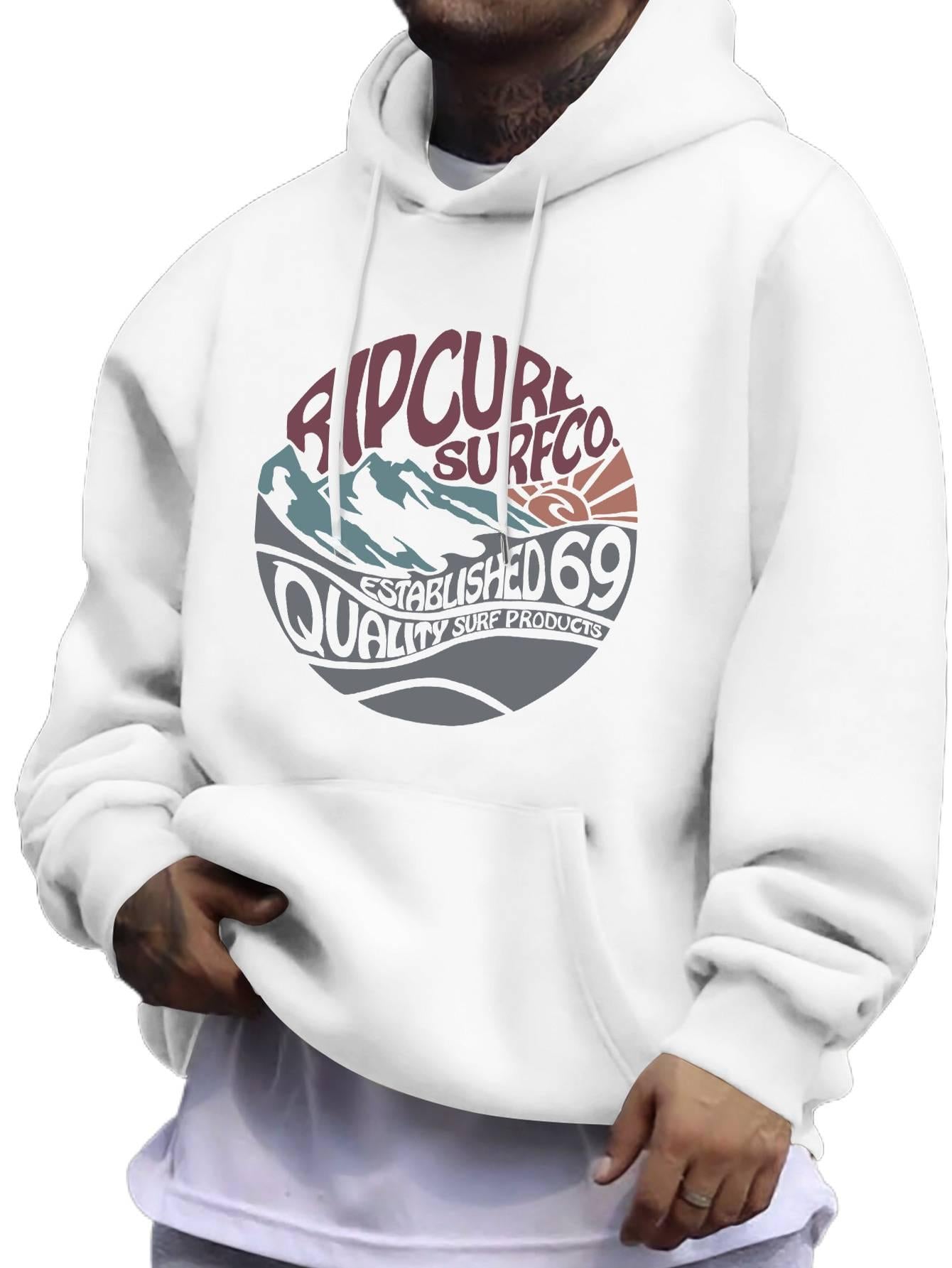 Men's Fashion Graphic Casual Pullover Hoodie- Regular Fit American Style Hooded Sweatshirt, Long Sleeve Everyday Top