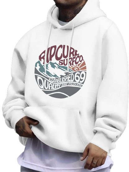 Men's Fashion Graphic Casual Pullover Hoodie- Regular Fit American Style Hooded Sweatshirt, Long Sleeve Everyday Top