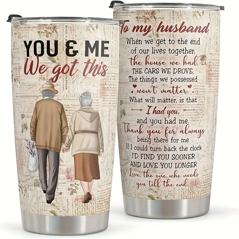 "To My Husband" Tumbler 20oz - Valentine's & Anniversary Gift from Wife | Stainless Steel Insulated Cup with Heartfelt Design
