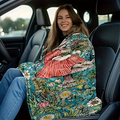 Turquoise Daisy Smiley Blanket | Plush Fleece Throw Blankets for a Dose of Joy & Comfort