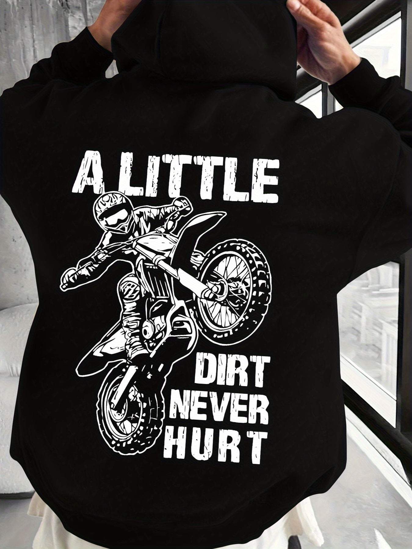 Men's Garage Poet Hoodie - Off-Road & Skyline Fusion Print, Urban Explorer Pullover