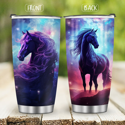 Galactic Steed Tumbler - 20oz Vibrant Cosmic Horse Design, Insulated Stainless Steel Travel Mug, Leakproof Lid, Magical Gift for Horse Lovers, Women, Girls