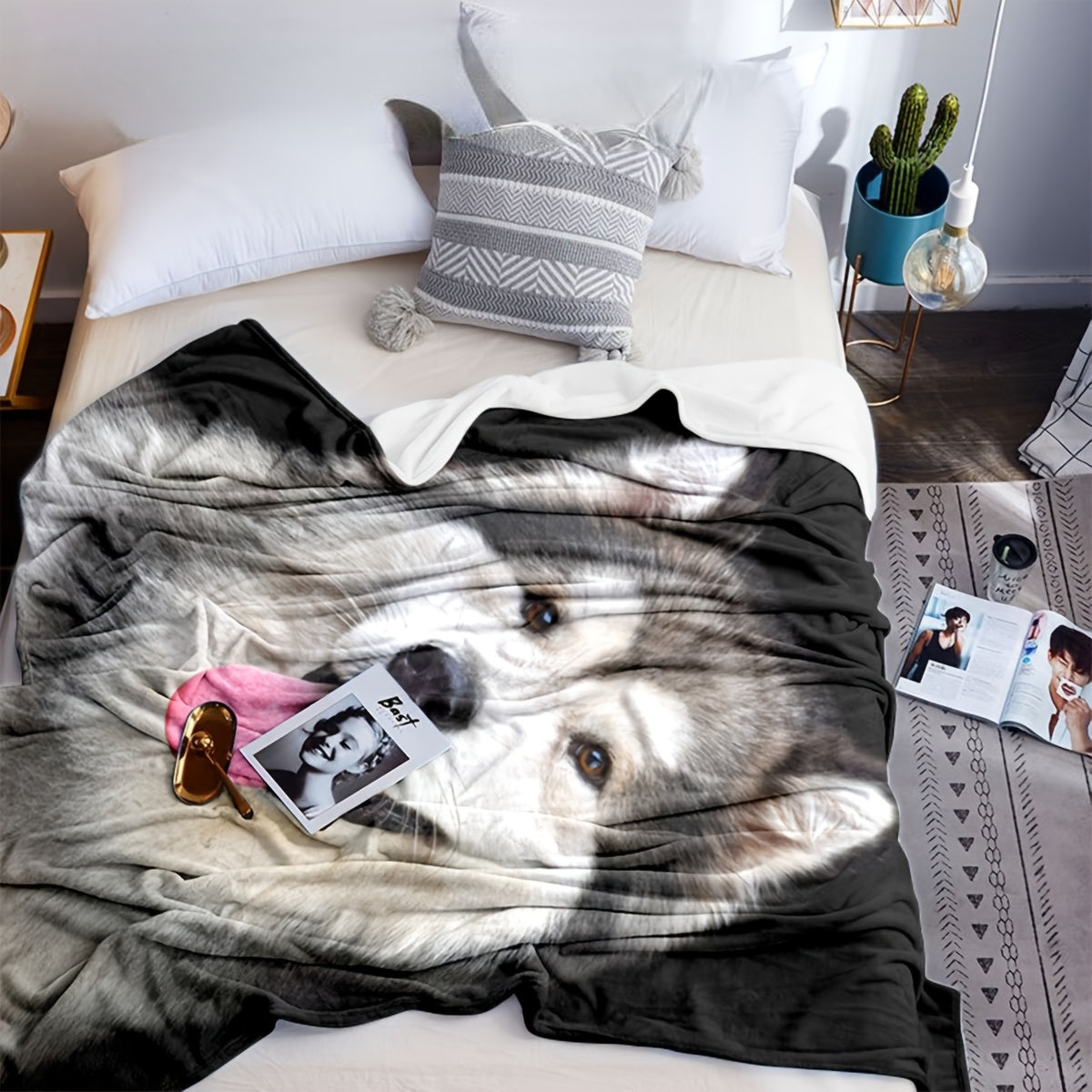 Personalized Alaskan Malamute Blanket - Custom Photo Print of Your Dog, Tear-Resistant & Durable, Ultimate Gift for Malamute Lovers & Owners