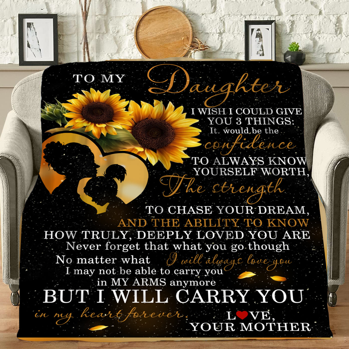 From Mom to Daughter - A Cozy Flannel Blanket for Sofa Snuggles & TV Nights | A Heartfelt Gift to Keep Her Warm & Create Lasting Birthday/Holiday Memories