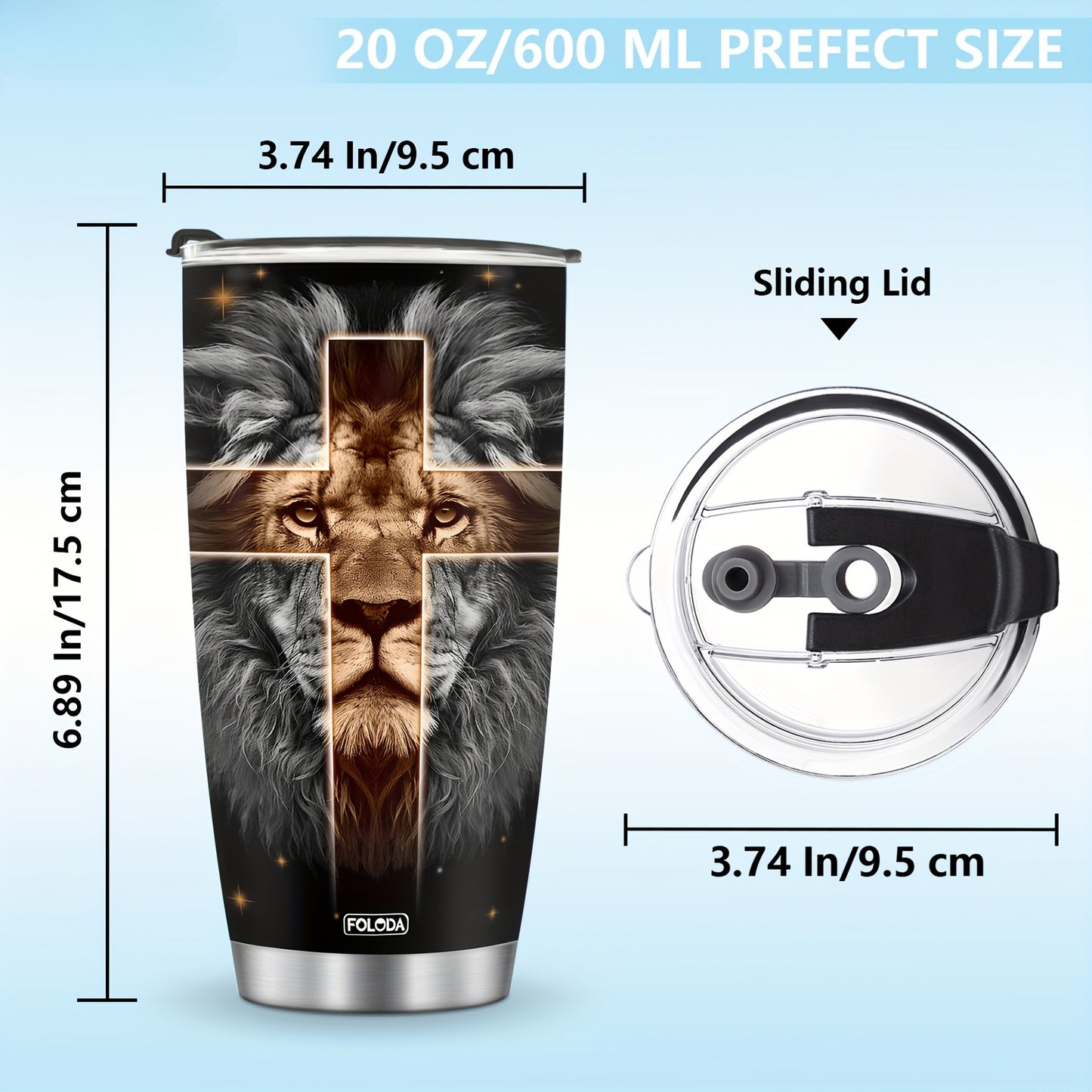 "My God That Is Who You Are" 20oz Lion-Themed Tumbler - Inspirational Christian Gift for Men, Dads & Wildlife Enthusiasts | Stainless Steel Insulated Travel Coffee Mug