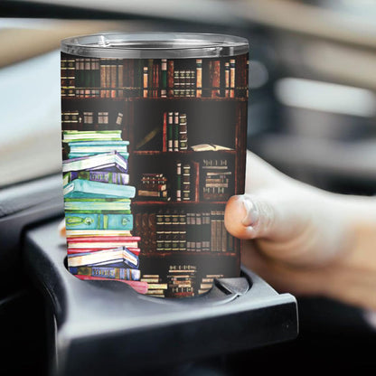 Book Lover‘s Tumbler 20oz - Bookshelf & Literary Quote Design Stainless Steel Mug | Perfect Gift for Readers, Librarians & Bookworms