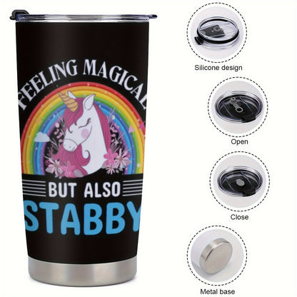 "Feeling Magical But Also Stabby" Tumbler 20oz - Funny Valentine's Day Coffee Mug | Vacuum Insulated Stainless Steel Travel Cup