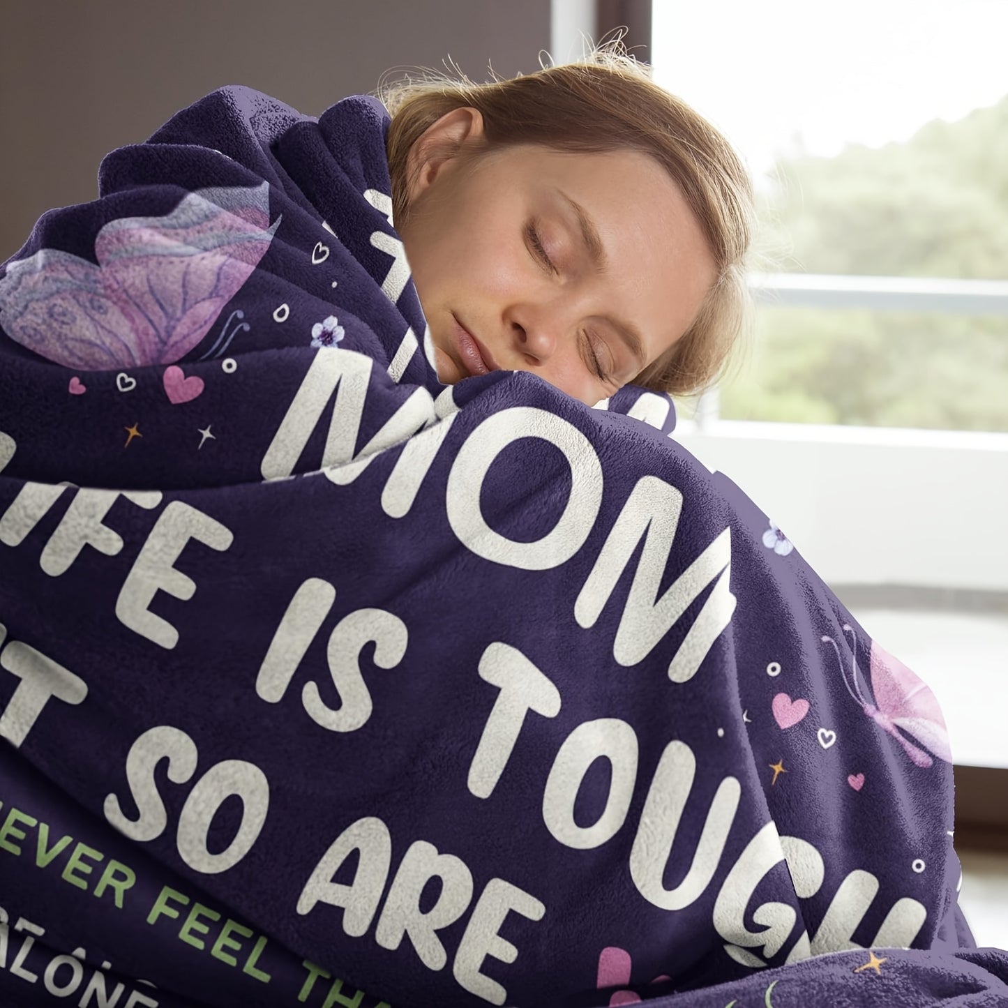 Mother's Day Gift Blanket - Ultra Soft Purple Flannel Throw, Christmas & Thanksgiving Present for Mom from Family