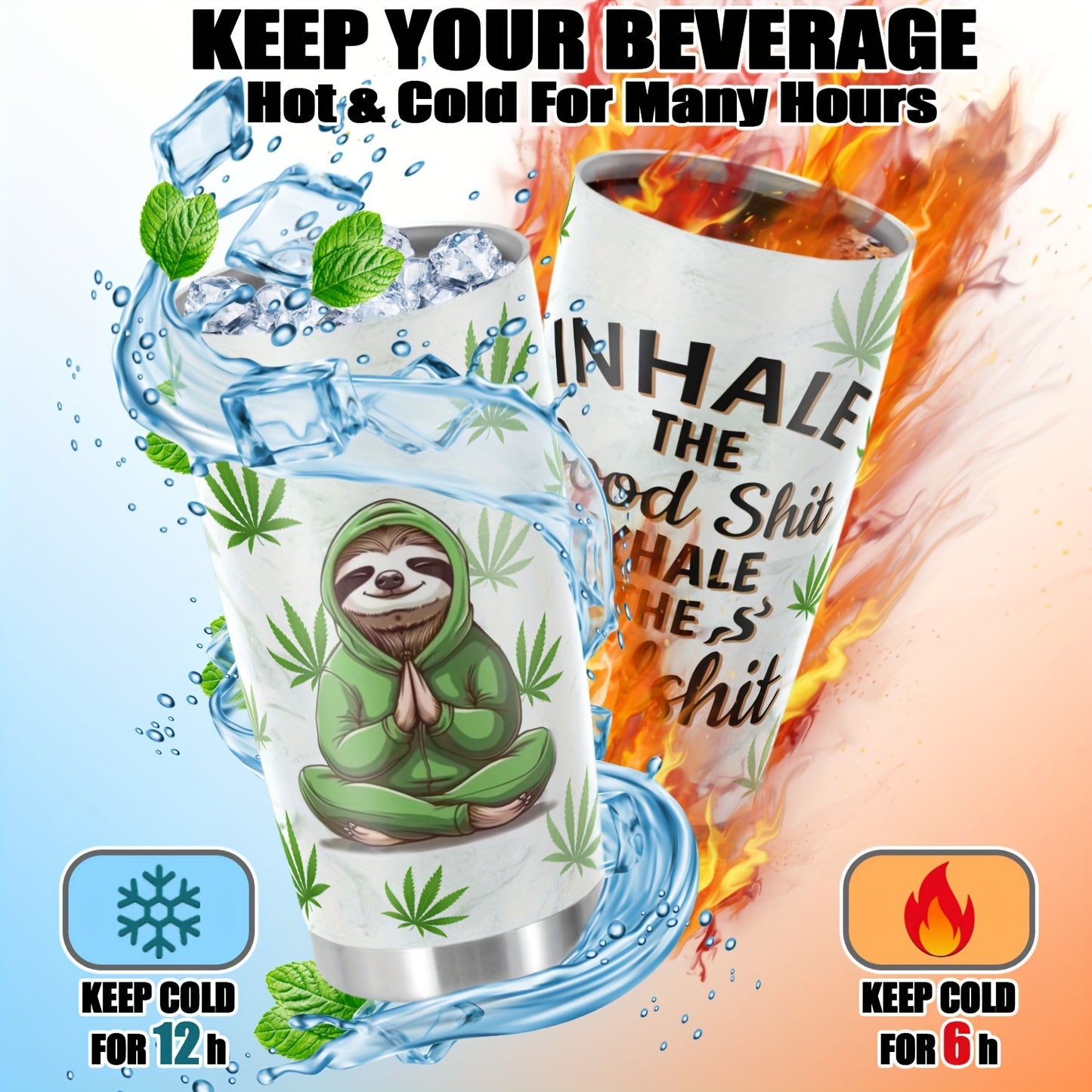 Funny Sloth Tumbler 20oz - "Take It Slow" Stainless Steel Water Bottle with Lid | Humorous & Insulated Gift for Christmas, Fall, Thanksgiving & Everyone