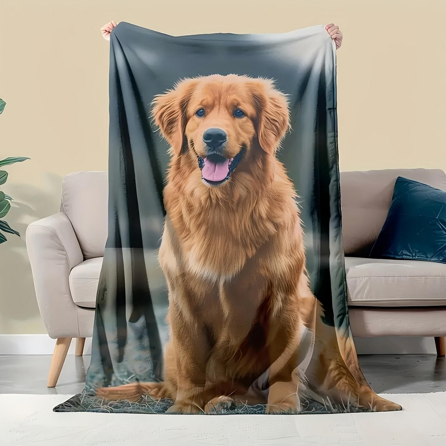 Personalized Dog Photo Blanket  Custom Reversible Flannel Throw, Soft & Durable, Machine Washable for All Seasons