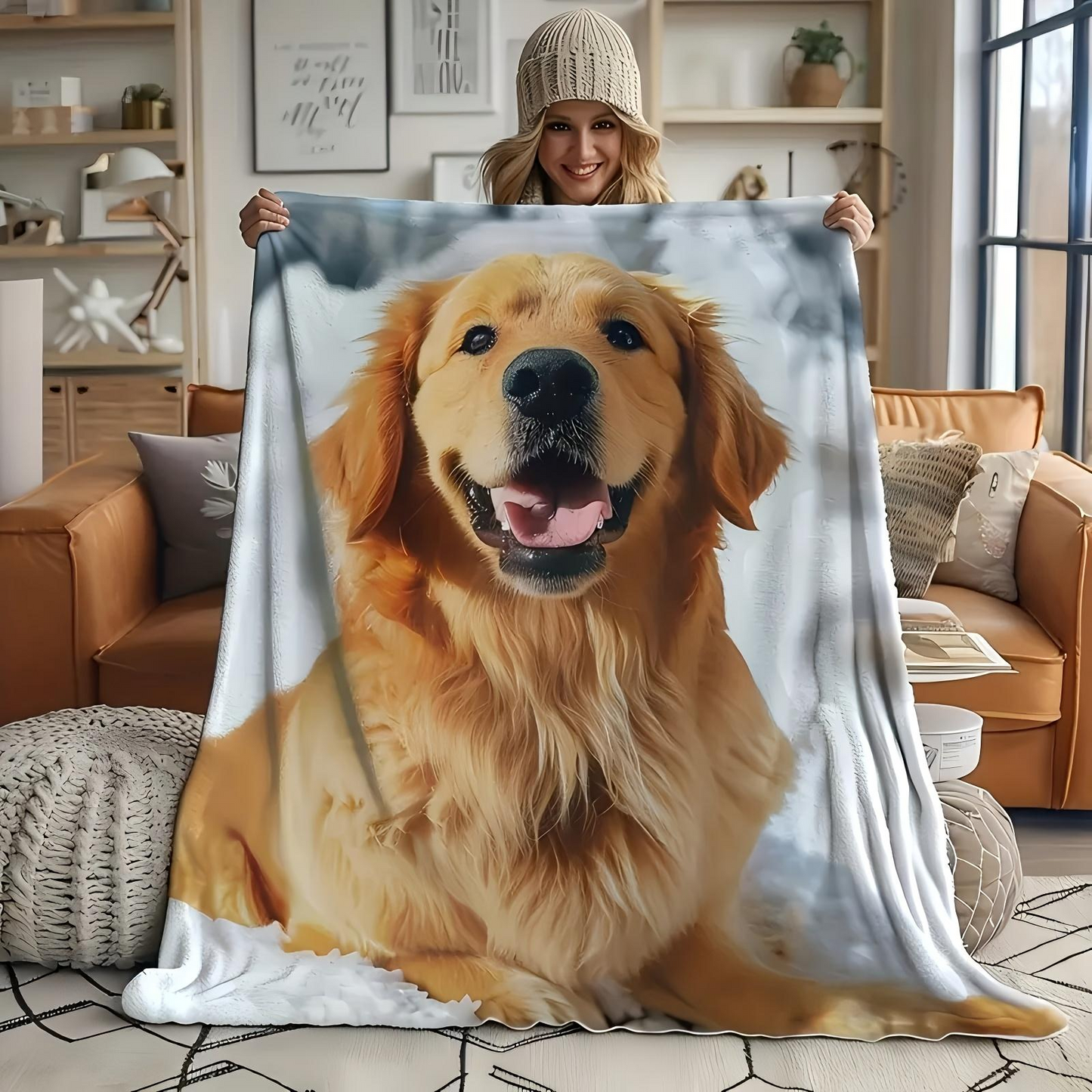 Personalized Dog Photo Blanket  Custom Reversible Flannel Throw, Soft & Durable, Machine Washable for All Seasons