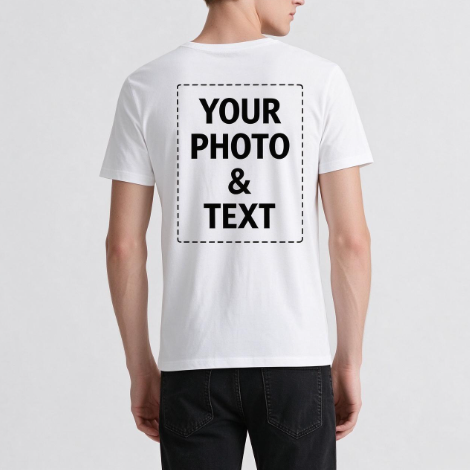 Men's Custom T-Shirt Front and Back Personalized Photo Text Logo Design, Customized Your Own Graphic Tee, Custom Print Short Sleeve Top