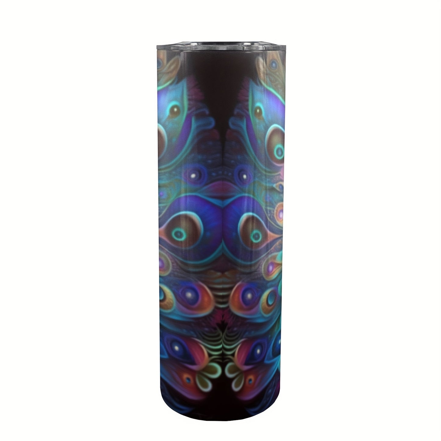 Neon Peacock Tumbler 20oz - Insulated Stainless Steel Cup with Straw & Lid | Vibrant Gift for Women, Girls, Birthday & Festivals, Hand Wash Only