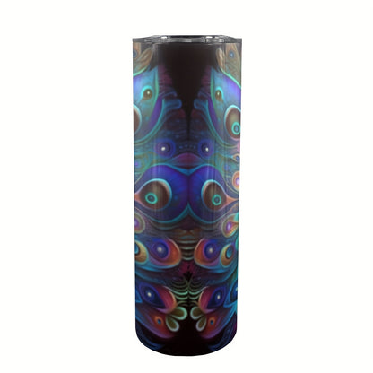 Neon Peacock Tumbler 20oz - Insulated Stainless Steel Cup with Straw & Lid | Vibrant Gift for Women, Girls, Birthday & Festivals, Hand Wash Only