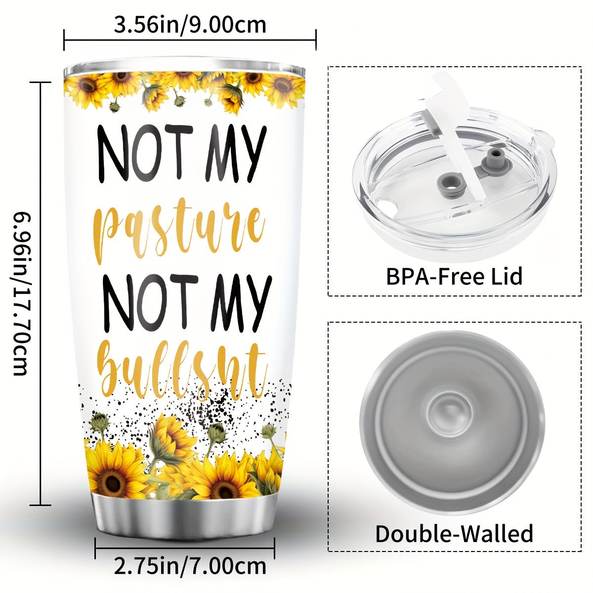 Highland Cow Tumbler 20oz - Insulated Stainless Steel Coffee Mug with Lid for Hot & Cold Drinks - Perfect Gift for Cow Lovers, Farmhouse Décor, No Electricity Needed