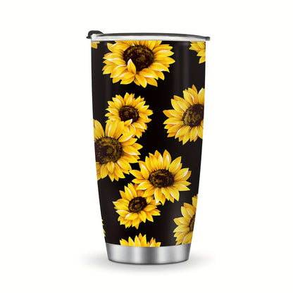Sunflower Gift for Women - 20oz Cheerful Tumbler, Stainless Steel Double Wall Vacuum Insulated Travel Mug | Keeps Drinks Hot/Cold, Perfect for Home, Office, Back to School