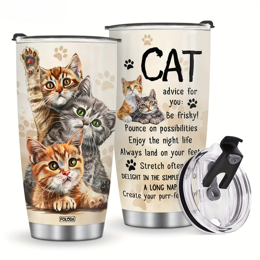 Cat Lover's Tumbler 20oz - Cute Pet Design Insulated Coffee Mug | Unique Gift for Women & Pet Owners, Perfect for Travel & Car