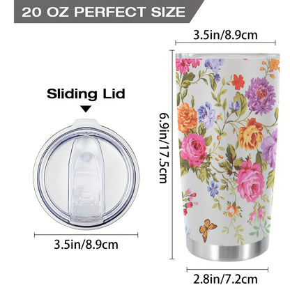 Floral & Funny Quote Tumbler - 20oz Stainless Steel Insulated Cup with Double Wall Vacuum | Humorous Gift for Women, Best Friends & Family