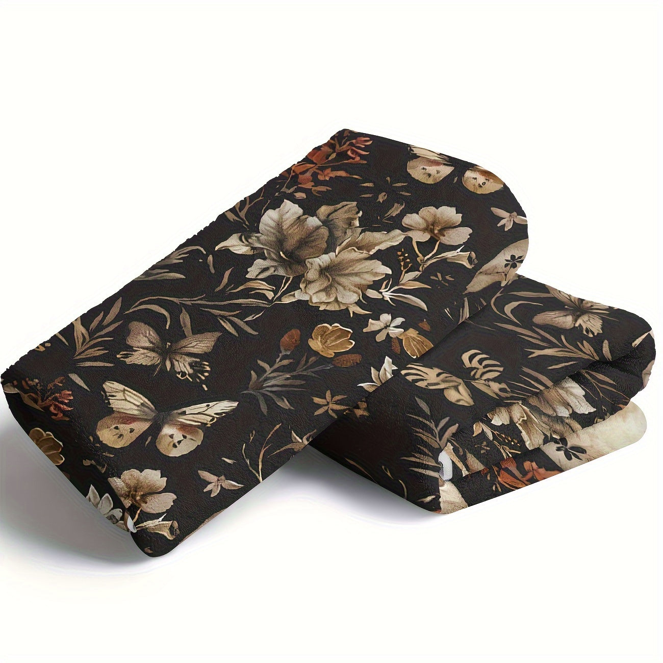 Skull & Floral Flannel Blanket - Gothic Style All-Season Throw | Darkly Romantic Design, Soft for Home, Concerts, and Unique Gift Giving