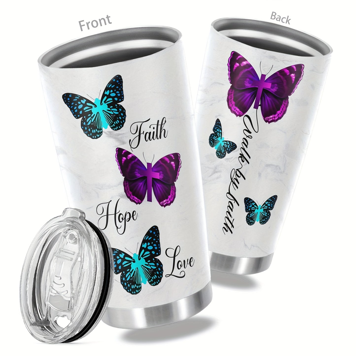 Butterfly Joy Tumbler - 20oz Funny Print Insulated Stainless Steel Cup, Double Wall Vacuum Travel Mug | Break-Resistant & Reusable, Perfect Gift for Her, Family & Friends