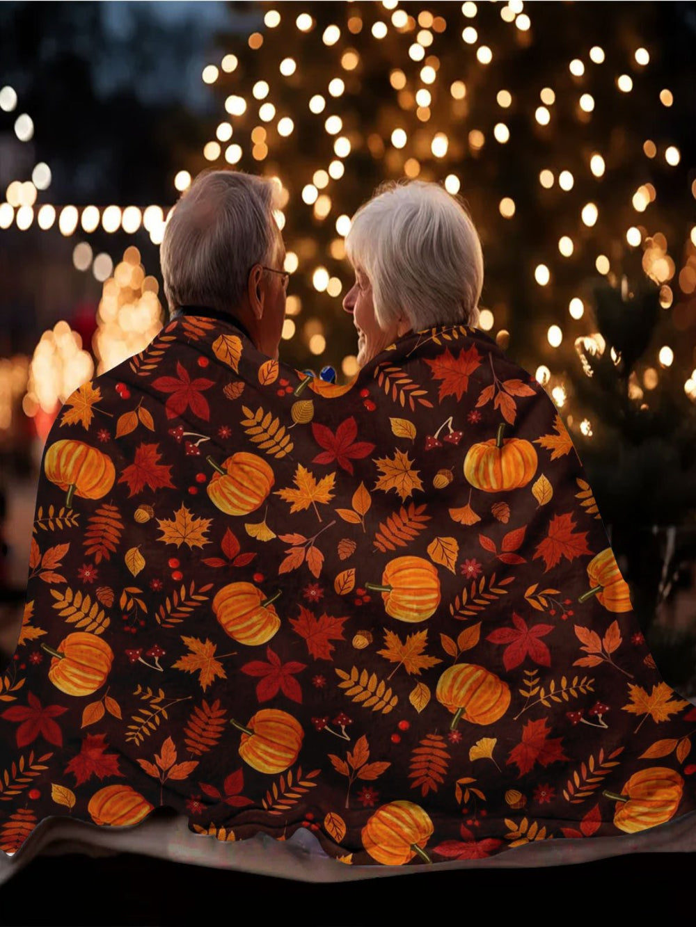 Lightweight Fall Flannel Throw - Pumpkin Leaf Design, All-Season Soft Warmth for Bed, Sofa & Camping, Versatile Gift