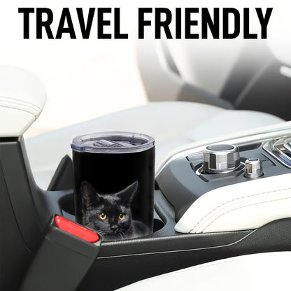 Elegant Black Cat Tumbler - 20oz Double-Walled Insulated Stainless Steel Travel Mug with Lid - Purrfect Gift for Cat Lovers & Enthusiasts