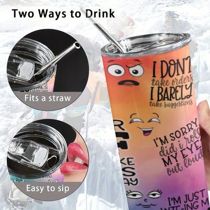 Sarcastic Skinny Tumbler Gift - 20oz Slim Design Stainless Steel Insulated Cup, Perfect Fit for Car, Travel & Office | Funny Coffee Mug for Friends, Him, Her