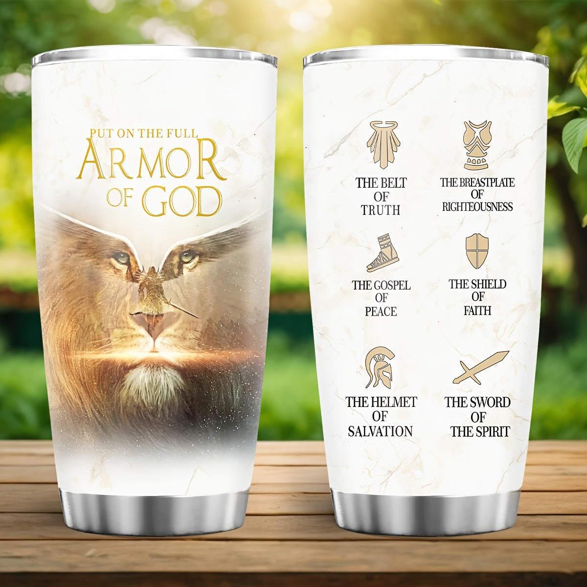 "Put On The Full Armor Of God" 20oz Tumbler - Ephesians 6 Bible Verse Gift for Pastor, Priest & Church Leaders | Stainless Steel Insulated Cup for Ministry