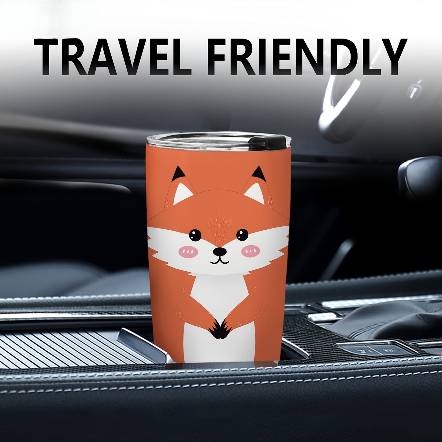 20oz Fox Tumbler, Vacuum Insulated Stainless Steel Travel Mug - Cute Fox Design Gift for Women, Girls, Daughter, Son - Birthday, Christmas, Summer Vacation
