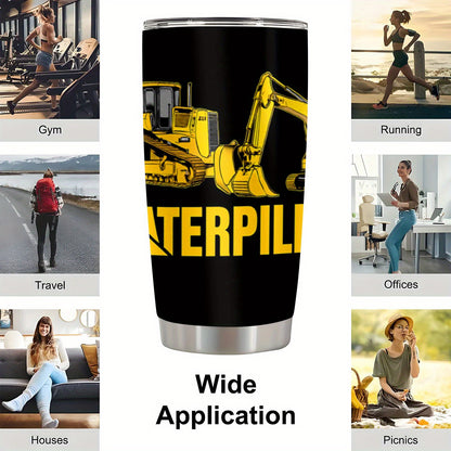 Caterpillar Construction Tumbler 20oz - Heavy Duty Stainless Steel Mug with Leak-Proof Lid | The Ultimate Gift for Builders, Truck Lovers & Big Kids at Heart