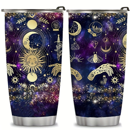 Celestial Sun & Moon Tumbler - 20oz Vacuum Insulated Stainless Steel Travel Mug, Double Wall Coffee Cup, Unique Gift for Her/Him, Moms, Dads, Any Occasion
