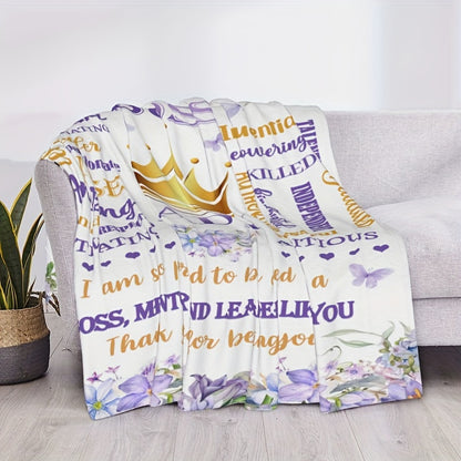 Flannel Wool Throw with Inspirational Quote - Modern Print, Machine Washable | Versatile All-Season Blanket for Home Office Decor & Corporate Gifts