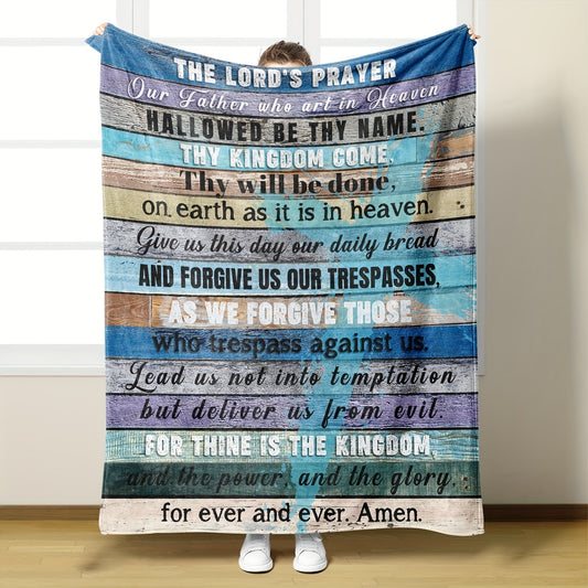 Gratitude Manifest Throw - Vintage Envelope & Prayer Print on Sacred Flannel, Heirloom Softness for Reflective Moments