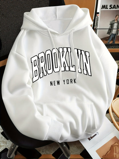 Borough Badge Hoodie - Men‘s Brooklyn Letter Print in Soft Polyester, Your Everyday Urban Uniform in a Regular, Comfortable Fit