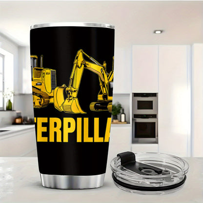 Caterpillar Construction Tumbler 20oz - Heavy Duty Stainless Steel Mug with Leak-Proof Lid | The Ultimate Gift for Builders, Truck Lovers & Big Kids at Heart