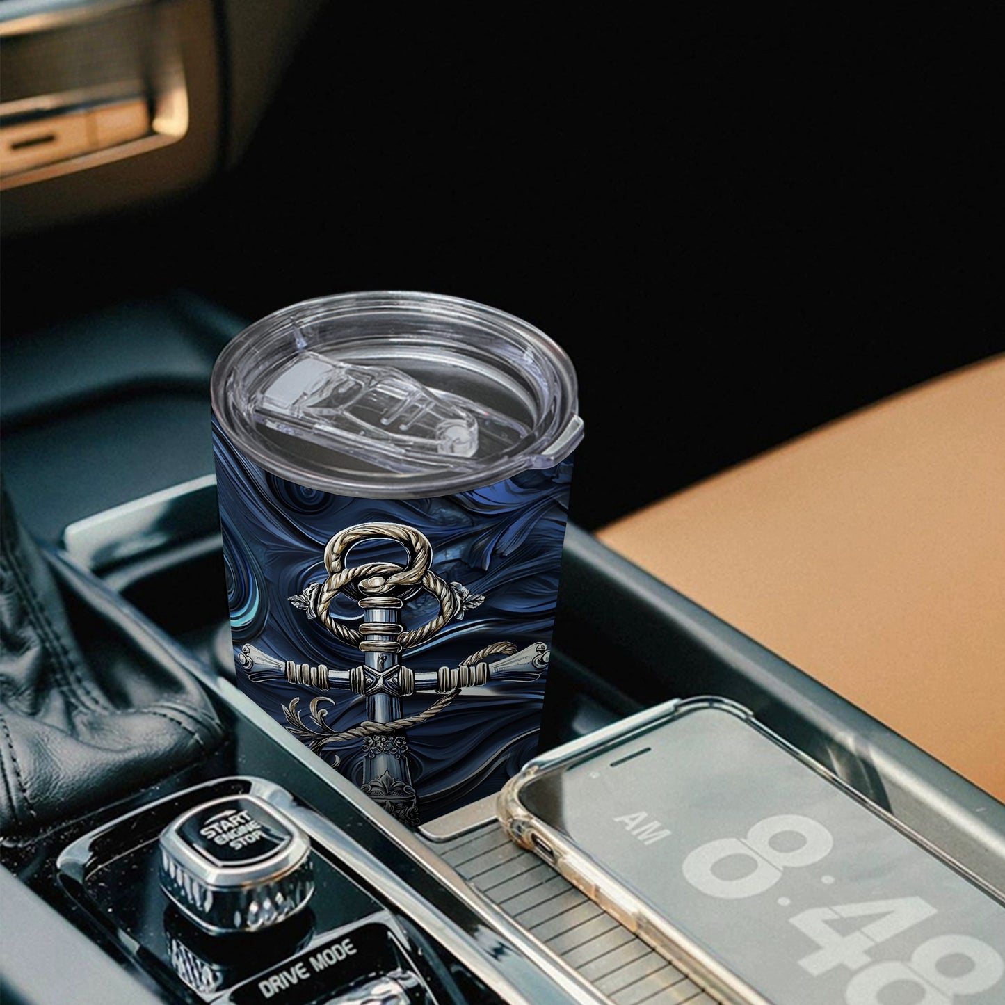Nautical Classic Tumbler - 20oz Stainless Steel with Anchor Print, Leak-Proof & Versatile, A Steadfast Gift for Sailors, Dads & Adventurers