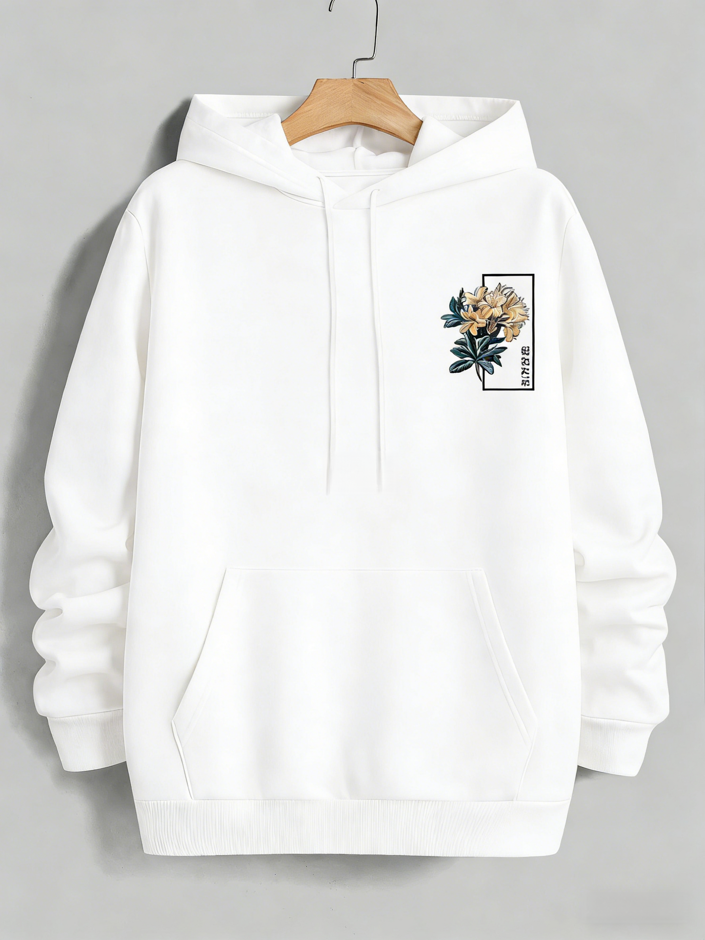 Men's Floral Geometric Print Hoodie - Royal Blue Color, Streetwear Hip-Hop Hooded Sweatshirt