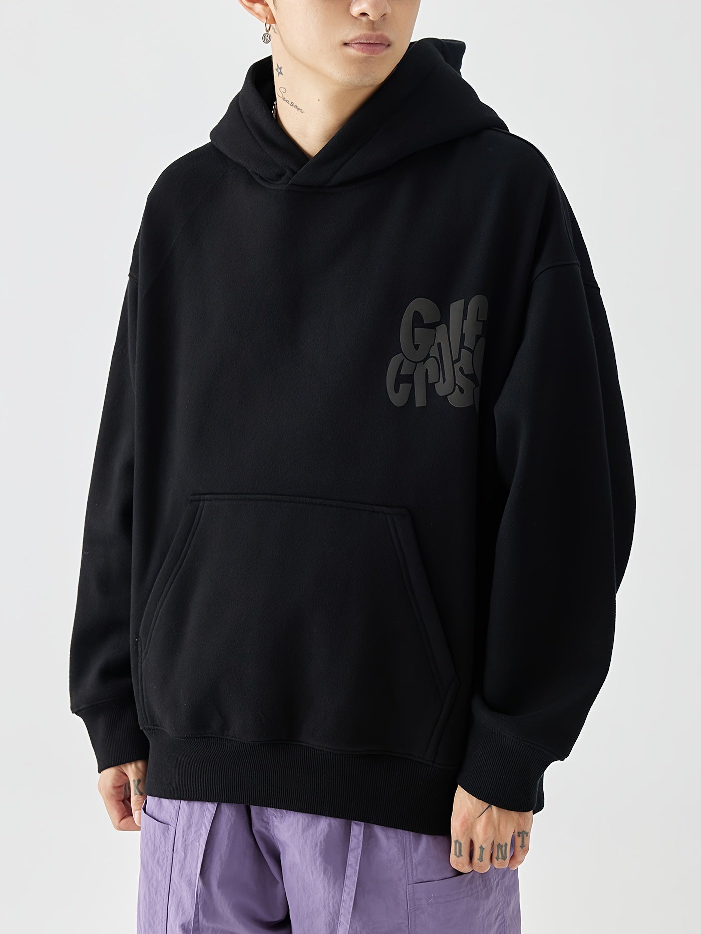 Men's Sport Streetwear Trend Hoodie - Fashion Letter Graphic Print, Casual Hooded Sweatshirt
