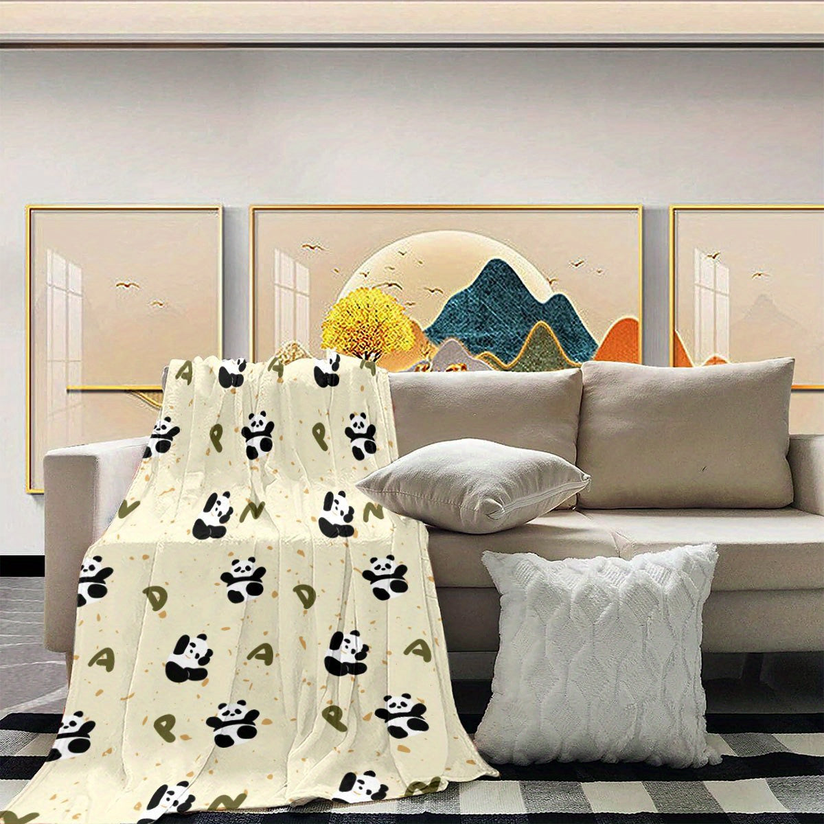 Panda Flannel Throw Blankets | Adorable Pattern, Plush & Washable for Sofa, Bed & Office