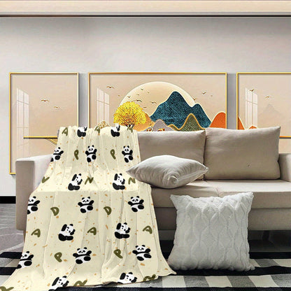 Panda Flannel Throw Blankets | Adorable Pattern, Plush & Washable for Sofa, Bed & Office