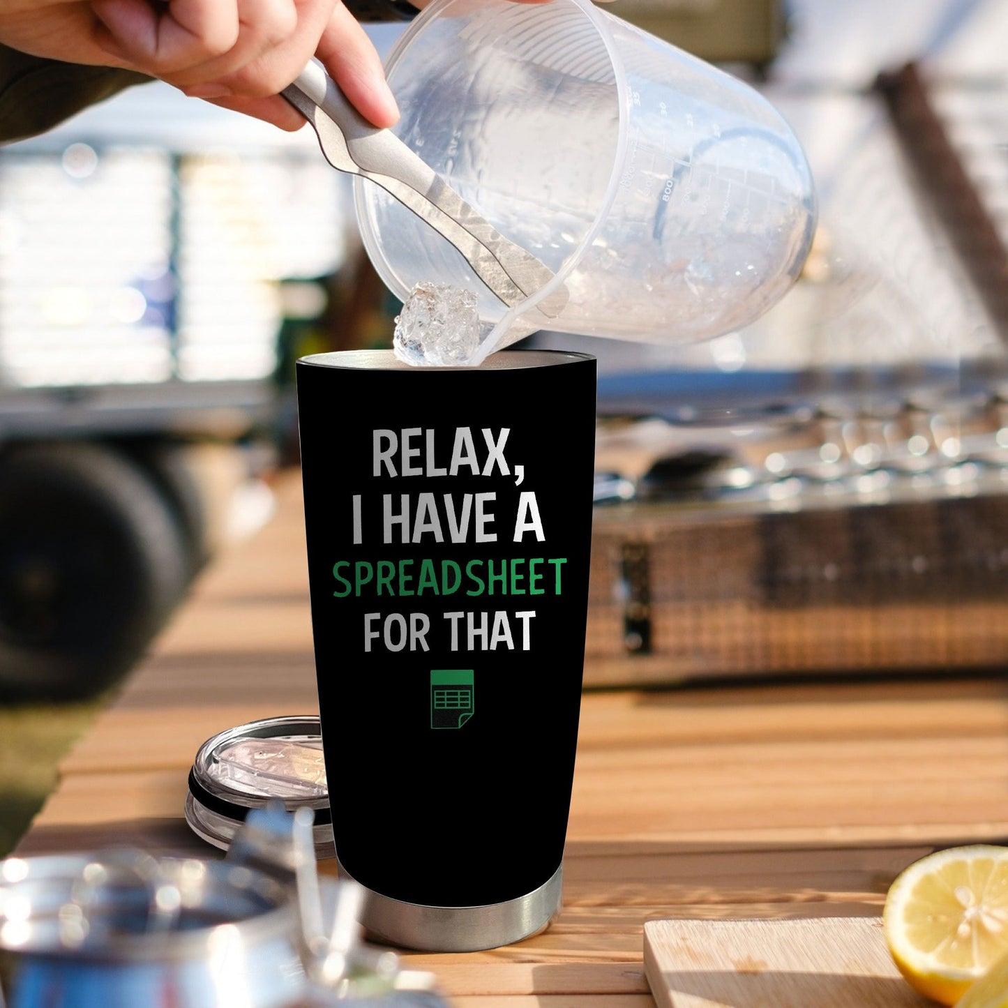 Funny Accountant Tumbler 20oz - "Relax, I've a Spreadsheet for That" Humor Insulated Stainless Steel Mug with Lid, CPA & Finance Professional Gift, Durable Office Drinkware