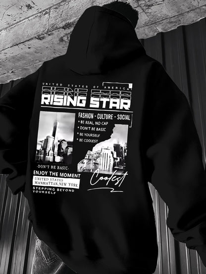 Men's Casual Hoodie with Print - Graphic Design, Kangaroo Pocket, Comfortable Pullover, Great Gift Idea