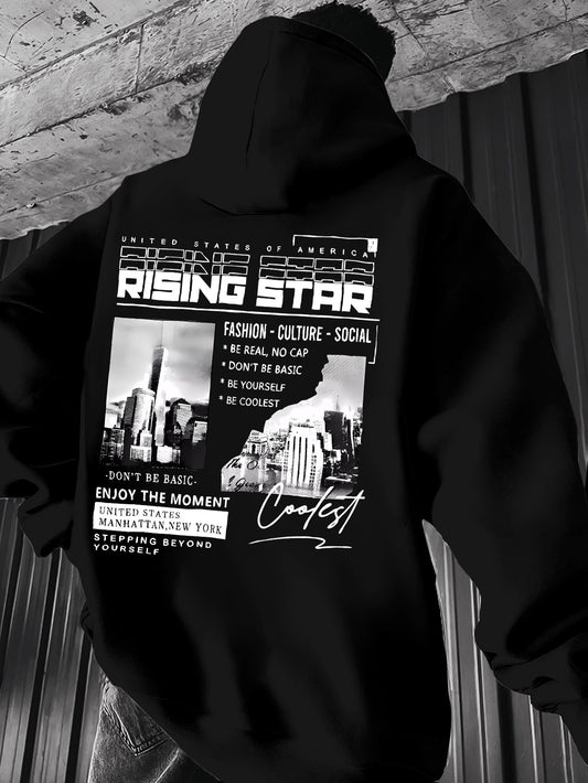 Men's Casual Hoodie with Print - Graphic Design, Kangaroo Pocket, Comfortable Pullover, Great Gift Idea