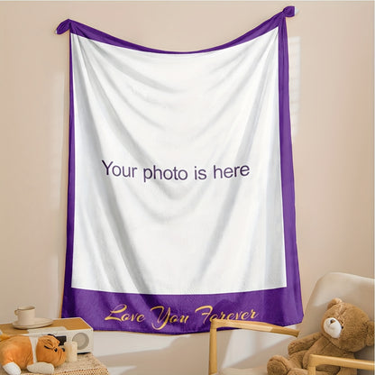 Personalized Photo Flannel Throw - Custom Memory Blanket for Family & Friends, Machine Washable & All-Season, Heartfelt Gift for Any Occasion