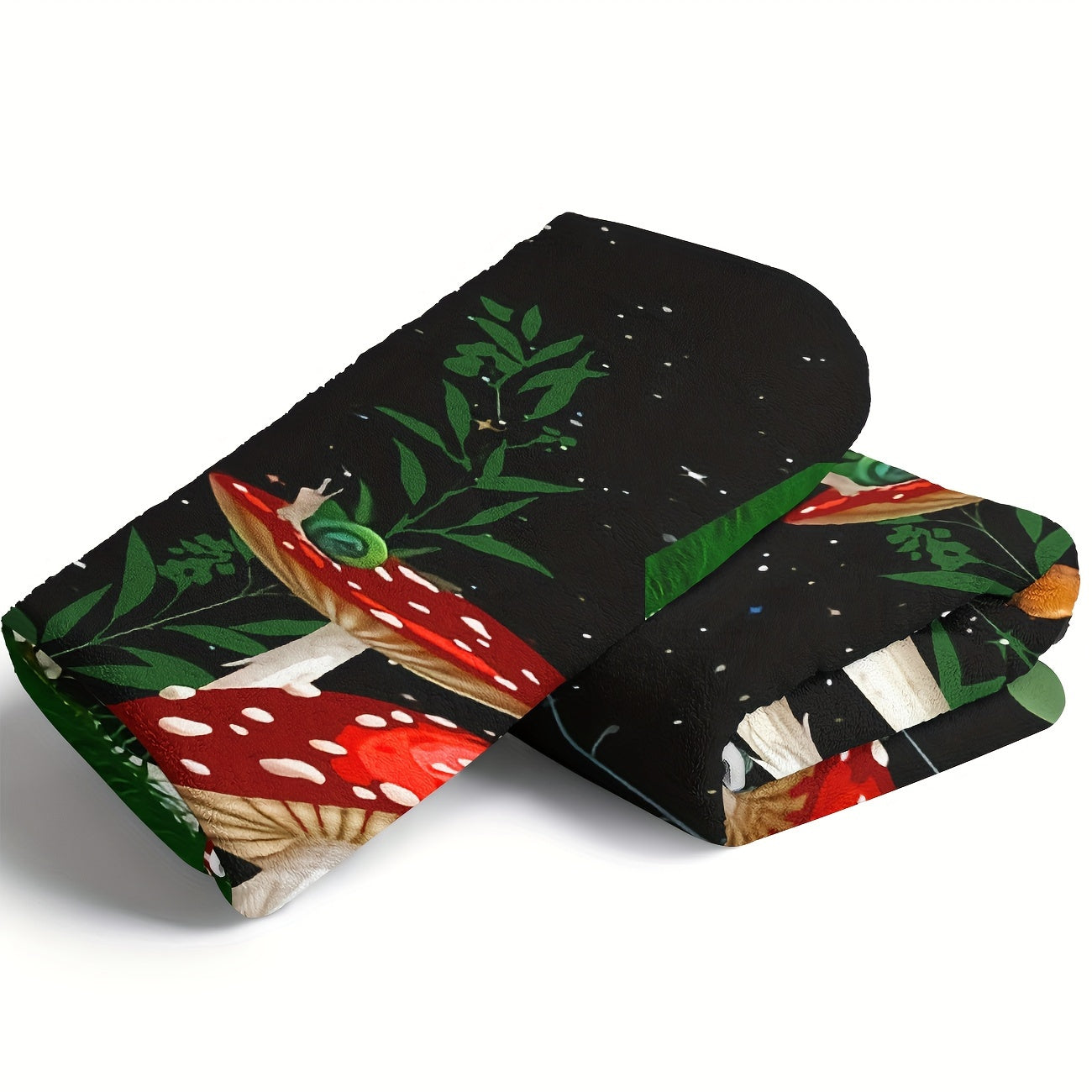 Mushroom & Snail Flannel Blanket - Whimsical Forest Print Lightweight Throw | Soft Gift for Kids, Adults, and Multi-Scene Cozy Moments