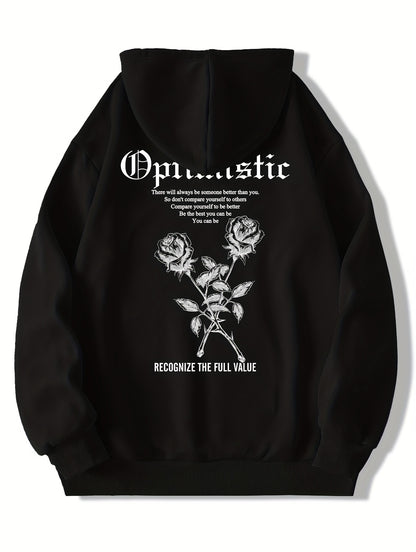 Minimalist Geometric Print Hoodie - Men's Modern Streetwear Trend Casual Kangaroo Pocket Hooded Sweatshirt